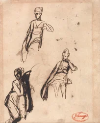 Sitzende Frau - Drei Posen